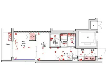 ハーモニーレジデンス品川大井町(1DK/3階)の間取り写真