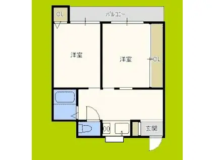 エレガンス5(2DK/4階)の間取り写真