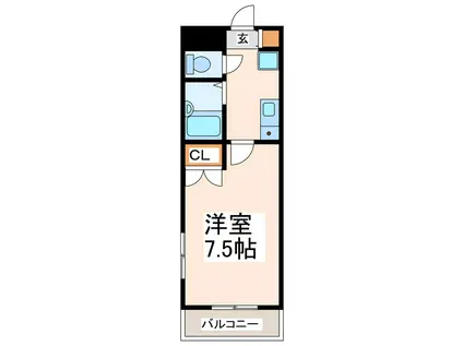 モンパレ上水前寺(1K/4階)の間取り写真