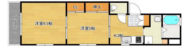 コーポ山城(2K/2階)の間取り写真