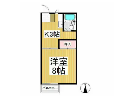 ひまわり(1K/1階)の間取り写真