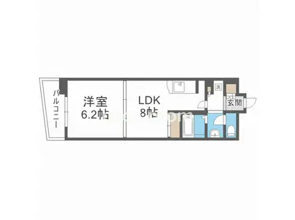 コンソラーレ 同心(1LDK/8階)の間取り写真