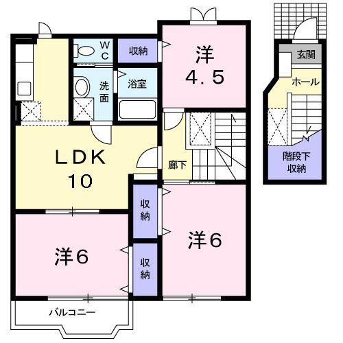 ホープフリーA(3LDK/2階)の間取り写真
