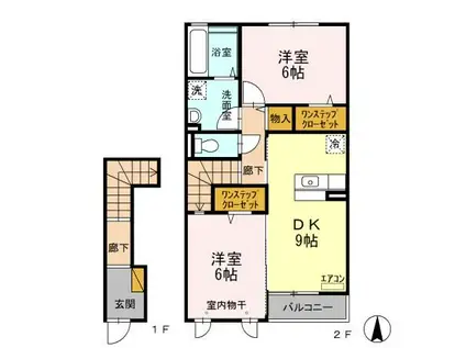 セレーノ(2DK/2階)の間取り写真