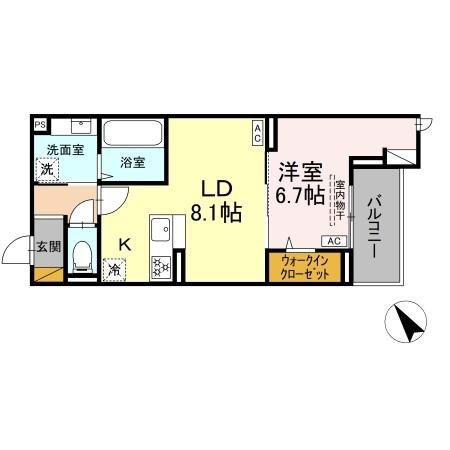 CRADLE(1LDK/2階)の間取り写真