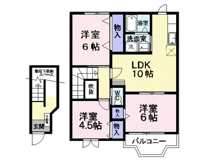 サンシャインヒルズC(3LDK/2階)の間取り写真