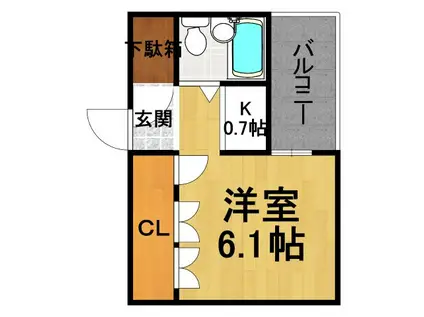 ハッピーコート塚口駅前(ワンルーム/6階)の間取り写真