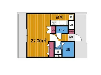 アムールミオ(1K/2階)の間取り写真