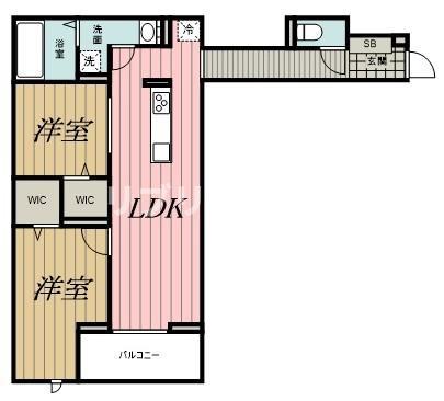 CLASSEUM都賀(2LDK/2階)の間取り写真