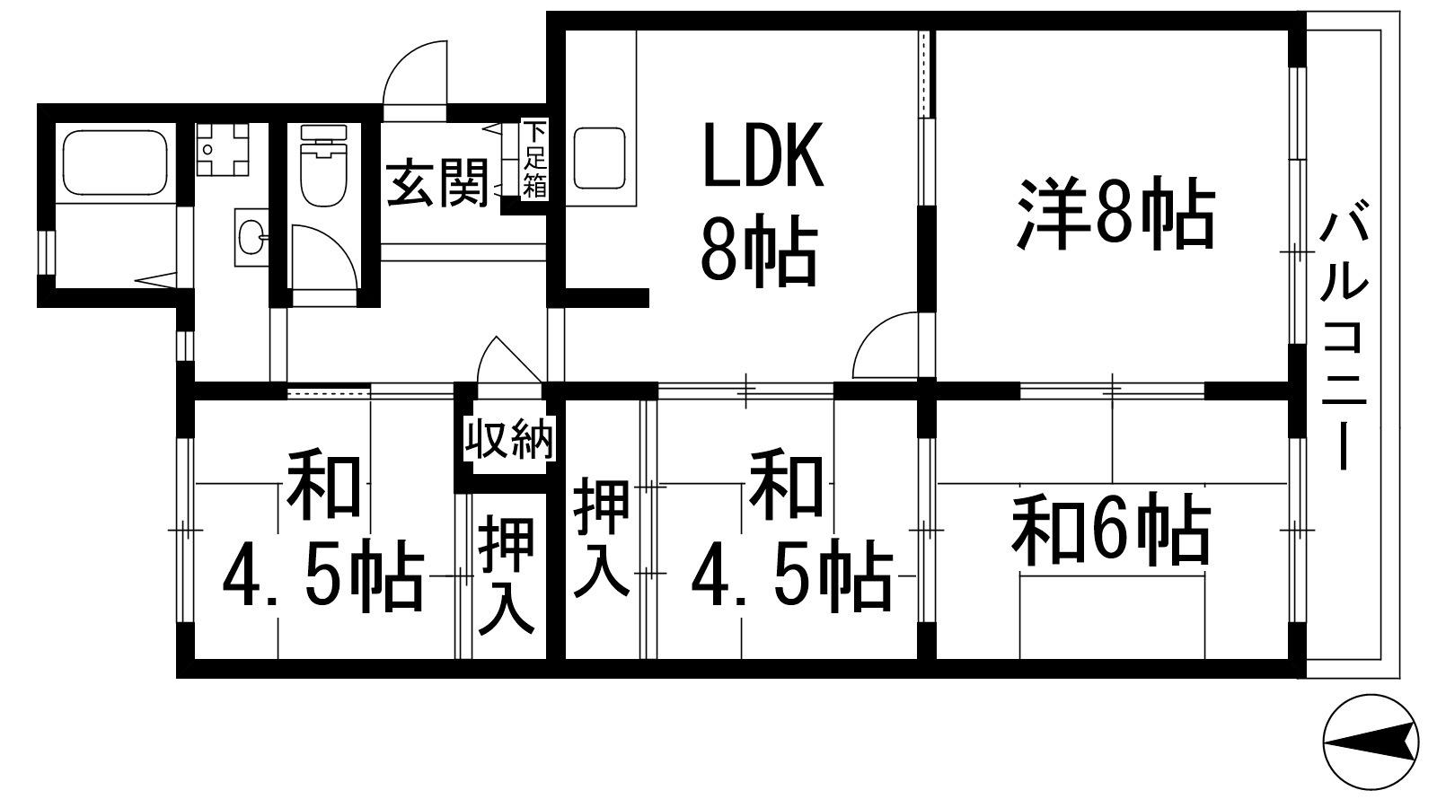 光明3号棟(4LDK/4階)の間取り写真