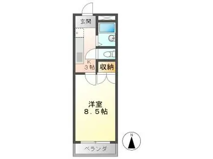 エントピア岐阜II(1K/3階)の間取り写真