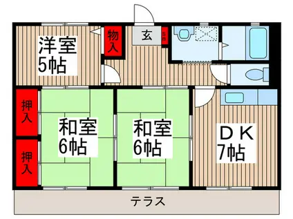 第3サンハイツコイヌマB(3DK/1階)の間取り写真