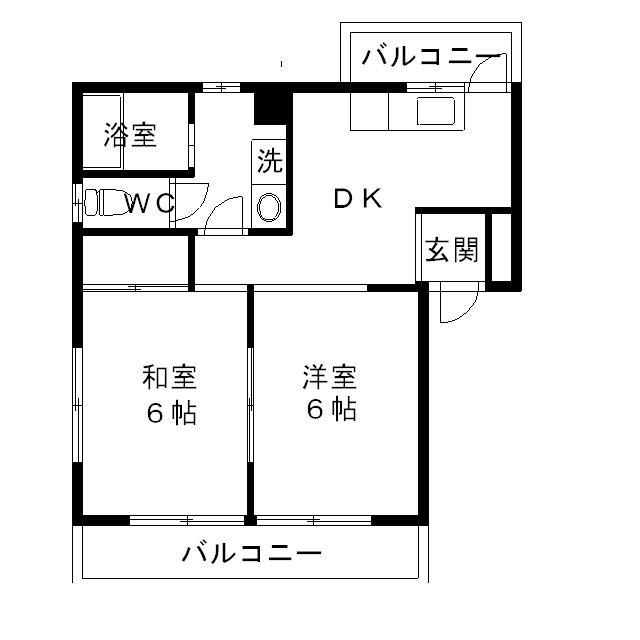 オラシオン南八幡B(2DK/2階)の間取り写真