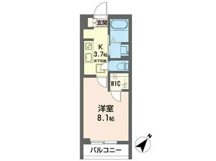 グランクラス潮見ST(1K/1階)の間取り写真