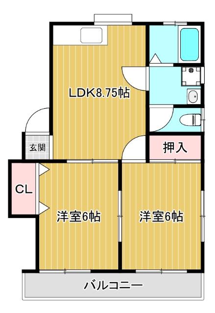 第2メゾン西川(2LDK/2階)の間取り写真