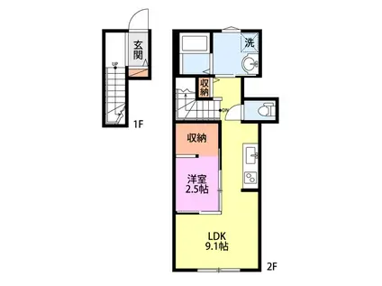 COMMON稽古町(1LDK/2階)の間取り写真