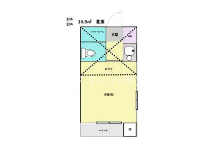 オッコーララ津田沼NO.1(1K/2階)の間取り写真
