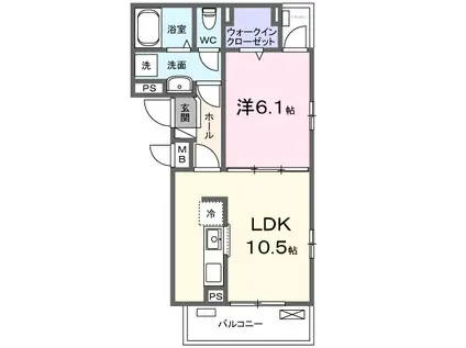オーランジェII(1LDK/3階)の間取り写真