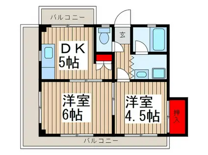 エーケイハイツ(2DK/3階)の間取り写真