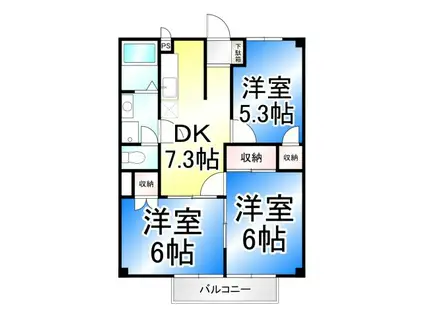 カーサ稲葉(3DK/2階)の間取り写真