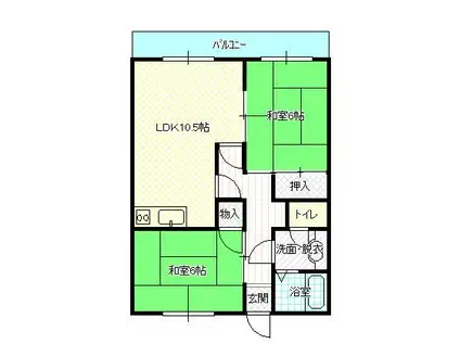 ファインコーポおすが(2LDK/1階)の間取り写真