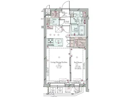 コンシェリア目黒本町 THE RESIDENCE(1LDK/2階)の間取り写真