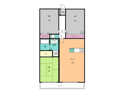 エクセル野田II(3LDK/4階)の間取り写真