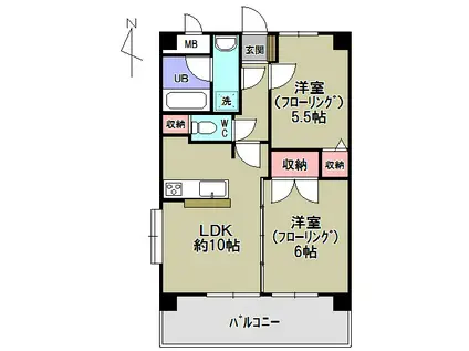 ＪＲ京浜東北線 蕨駅 徒歩12分 8階建 築29年(2LDK/6階)の間取り写真