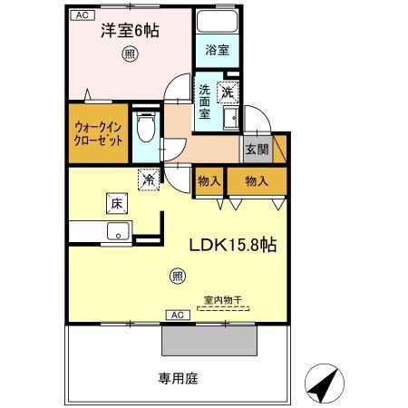 バニュルスI(1LDK/1階)の間取り写真
