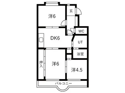 メリーホーム(3DK/1階)の間取り写真