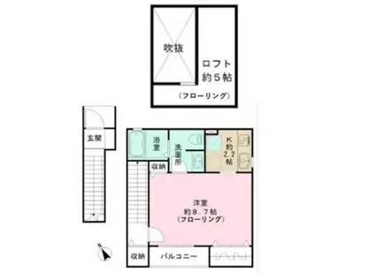 グランヴィスタ四ッ谷(ワンルーム/1階)の間取り写真