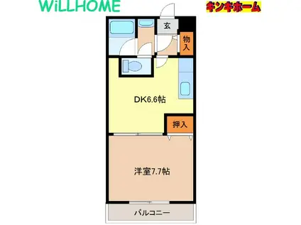 セゾン湊(1DK/2階)の間取り写真