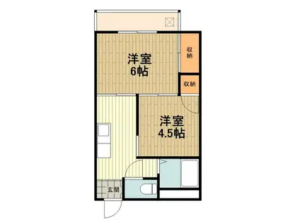 吉田コーポ(2K/1階)の間取り写真