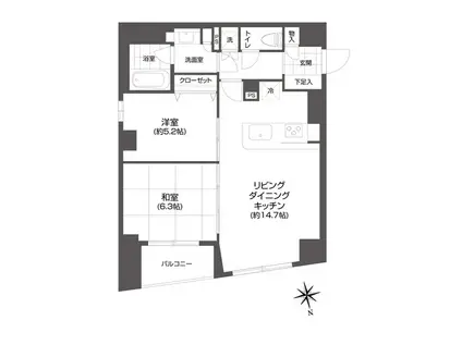 GRAN PASEO市谷甲良町 グランパセオ市谷甲良町(2LDK/13階)の間取り写真