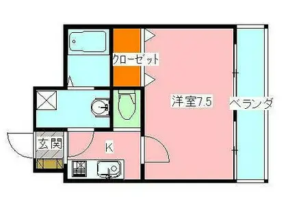 グランデ・コモド(1K/2階)の間取り写真