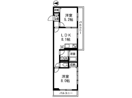 フェアリープレイス(2LDK/2階)の間取り写真