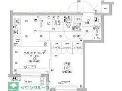 セジョリ鵜の木(1LDK/2階)の間取り写真