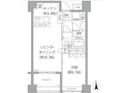 エーデル練馬(1LDK/6階)の間取り写真