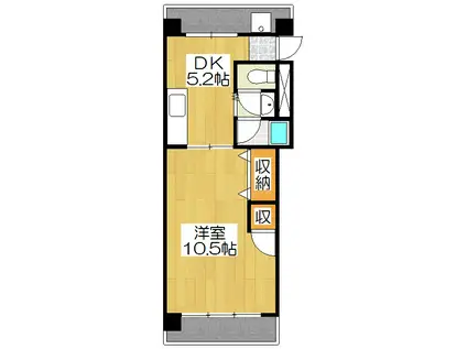 アサヒマンション(1DK/4階)の間取り写真