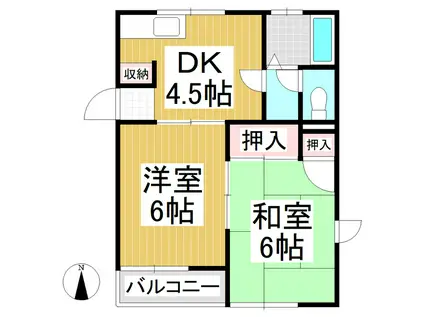 フローラコスモ(2DK/2階)の間取り写真