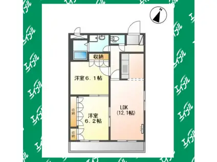 PRIM-ROSE(2LDK/1階)の間取り写真