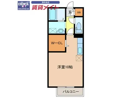 近鉄名古屋線 江戸橋駅 徒歩8分 2階建 築19年(ワンルーム/1階)の間取り写真