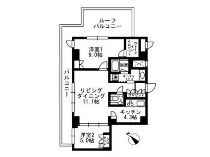 URBAN-PARK代官山(2LDK/7階)の間取り写真