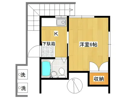 コーポ宮崎(1K/2階)の間取り写真