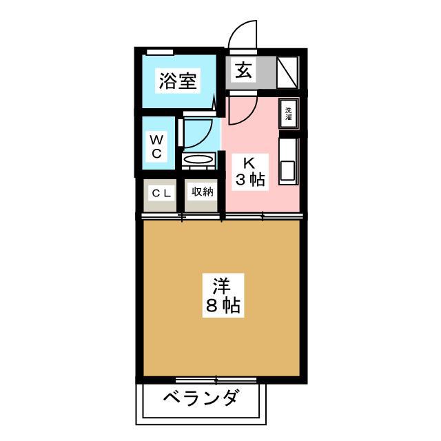 アネーロ和田A棟(1K/2階)の間取り写真