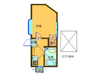 ベルメゾン本厚木(1K/2階)の間取り写真