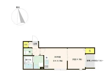 ブランシェ志茂(1DK/3階)の間取り写真