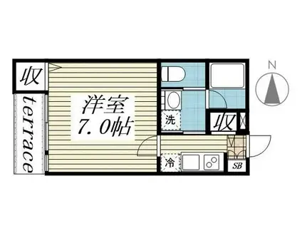 ルミエール エタンセル ドゥー(1K/1階)の間取り写真