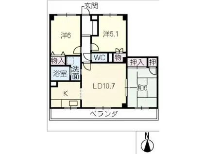 ロイヤルレインボー可児202号(3LDK/2階)の間取り写真