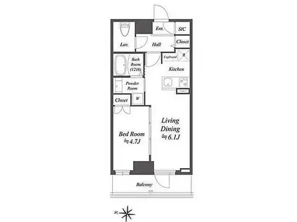 ALPHA PRIME東陽町(1LDK/9階)の間取り写真